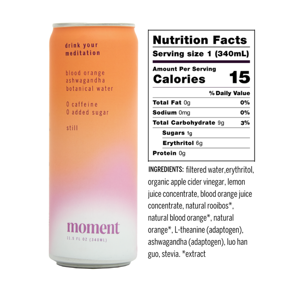 Moment Blood Orange Ashwagandha Drink (Still): Serenity in Every Sip (11.5 fl oz)