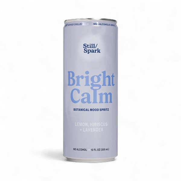 Still/Spark Bright Calm Lemon Hibiscus Lavender alcohol-free botanical mood spritz can, front label