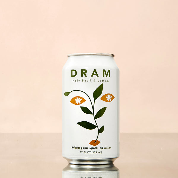 DRAM Organic Holy Basil & Lemon Sparkling Water: Nature's Tranquility (4 pack)