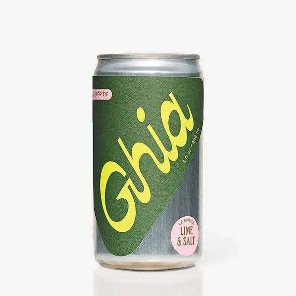 Ghia Le Spritz Lime + Salt alcohol-free aperitif can with green and yellow label