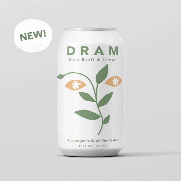 DRAM Organic Holy Basil & Lemon Sparkling Water: Nature's Tranquility (4 pack)