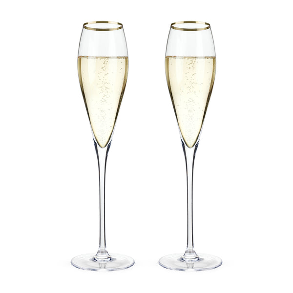 Viski - Gold-Rimmed Crystal Champagne Flutes - Set of 2