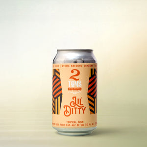 2 Toms Lil Ditty Tropical Sour, non-alcoholic beer, single can on a soft gradient background
