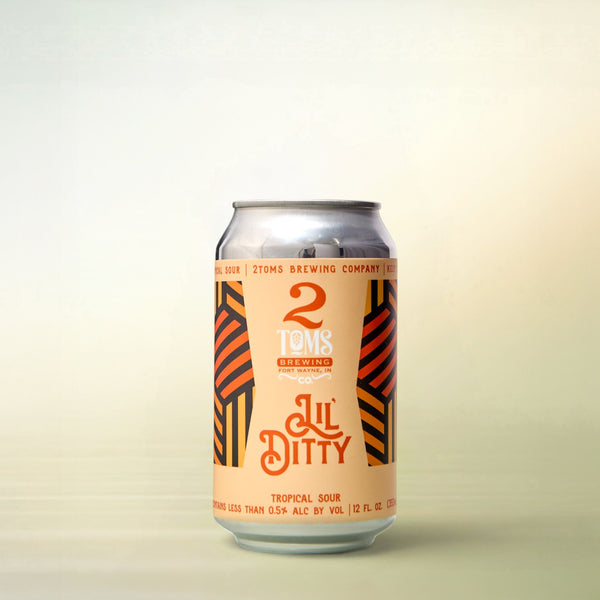 2 Toms Lil Ditty Tropical Sour, non-alcoholic beer, single can on a soft gradient background