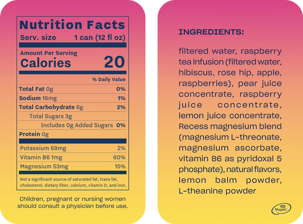 Recess Mood Sparkling Water - Raspberry Lemon