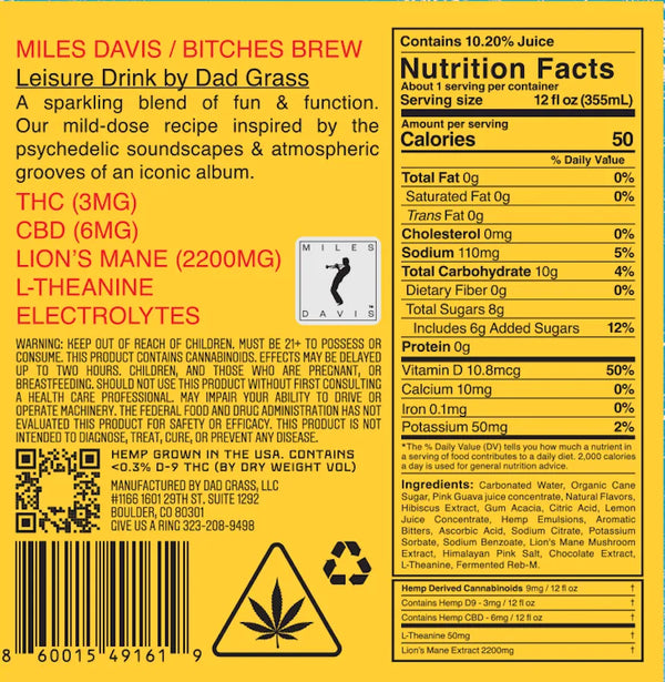 Dad Grass Leisure Drink - Miles Davis Bitches Brew (3 mg THC & 6 mg CBD) (Copy)