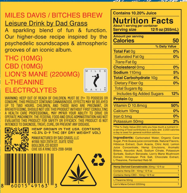 Dad Grass Leisure Drink - Miles Davis Bitches Brew (10 mg THC & CBD)