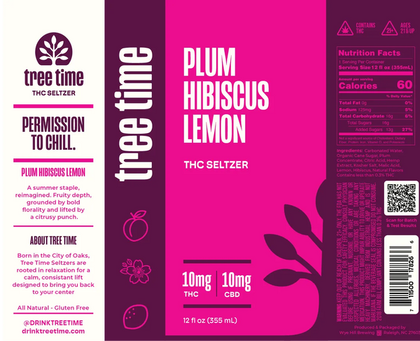 Tree Time - Plum Hibiscus Lemonade (10 mg THC, 10 mg CBD)