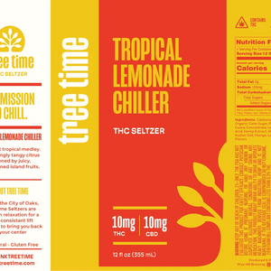 Tree Time Tropical Lemonade Chiller alcohol-free THC seltzer, 12 oz can