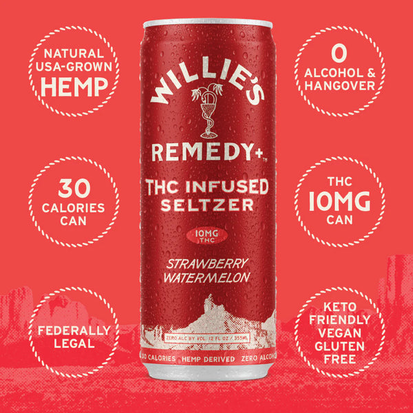 Willie's Remedy - Strawberry Watermelon THC Infused Seltzer (10 mg)