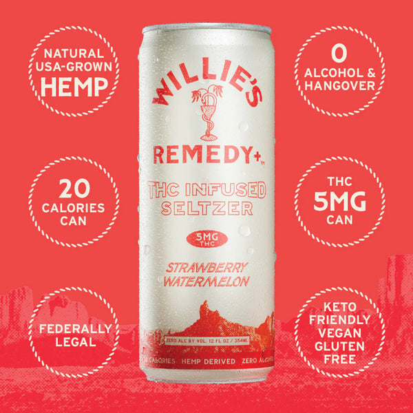 Willie's Remedy - Strawberry Watermelon THC Infused Seltzer (5 mg)