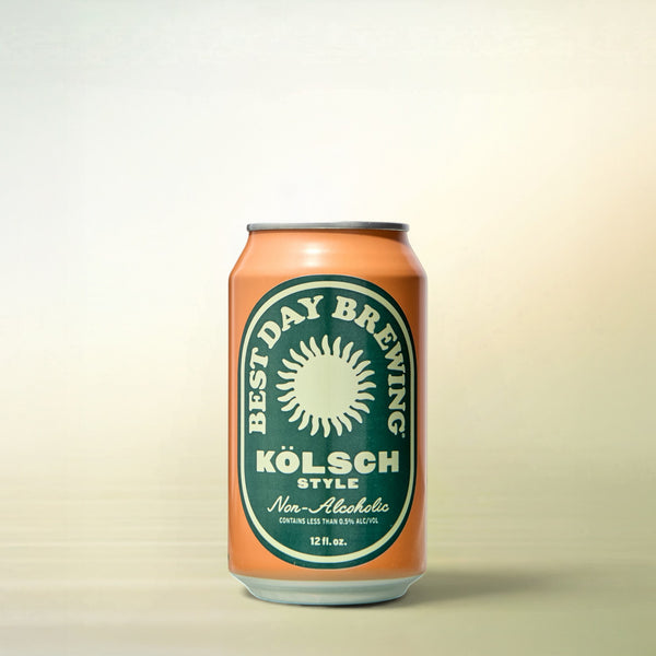 Best Day Kölsch, non-alcoholic beer, single can on a soft gradient background
