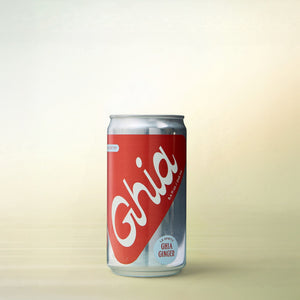Ghia Le Spritz Ginger (8.4 oz can), alcohol-free functional beverage, can on a soft gradient background