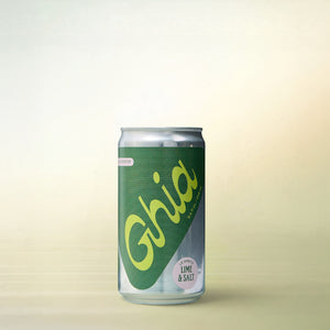 Ghia Le Spritz Lime + Salt (8.4 oz can), alcohol-free functional beverage, can on a soft gradient background