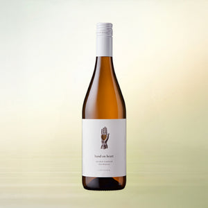 Hand on Heart Chardonnay non-alcoholic wine, 750 ml bottle on cream background
