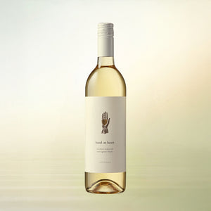 Hand on Heart Sauvignon Blanc non-alcoholic wine, 750 ml bottle on cream background
