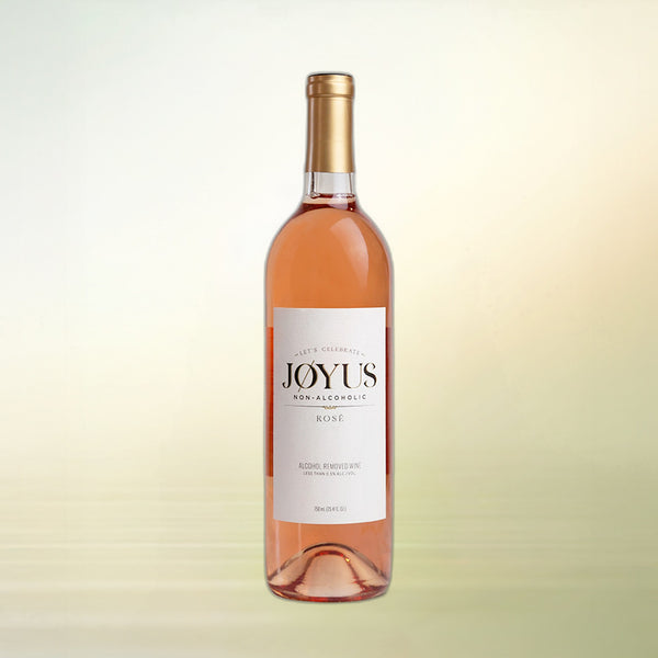 Jøyus Rosé non-alcoholic still wine bottle on cream background