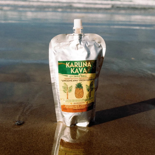 Karuna Kava Pineapple Ginger Fresh Green Hawaiian kava pouch, 12oz triple shell