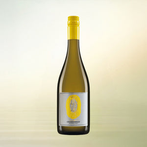 Leitz Eins Zwei Zero Chardonnay non-alcoholic wine bottle on cream background