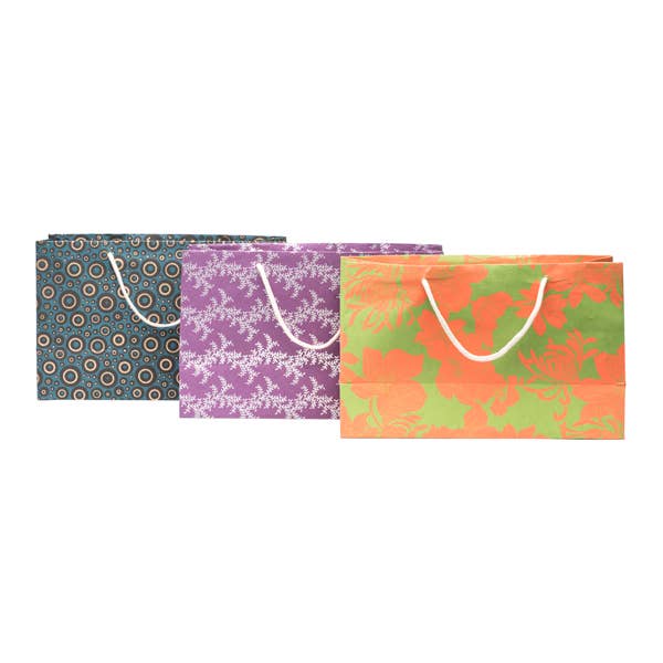 Matr Boomie Fair Trade - Recycled Paper Wide Gift Bag 15x6x9.5-Assorted Eco Friendly