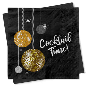 Mod Lounge Paper Company - Disco Ball Cocktail Time Beverage Napkin, alcohol-free