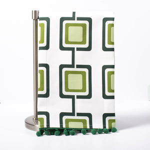 Mod Lounge Paper Company - Retro Square Green Mid Century Modern Bar Kitchen Tea Towel, alcohol-free