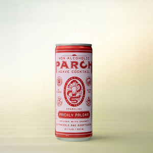 Parch Spirits Co. PARCH Prickly Paloma Agave Cocktail, alcohol-free, can on a soft gradient background