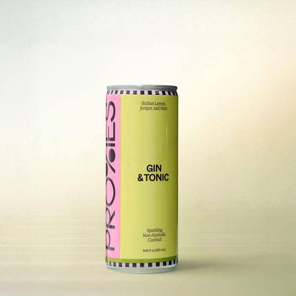 Proxies Gin & Tonic (250 ml cans), alcohol-free cocktail, can on a soft gradient background