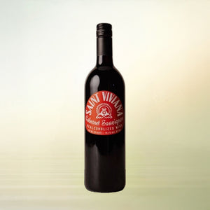 Saint Viviana Cabernet Sauvignon non-alcoholic wine, 750 ml bottle on cream background