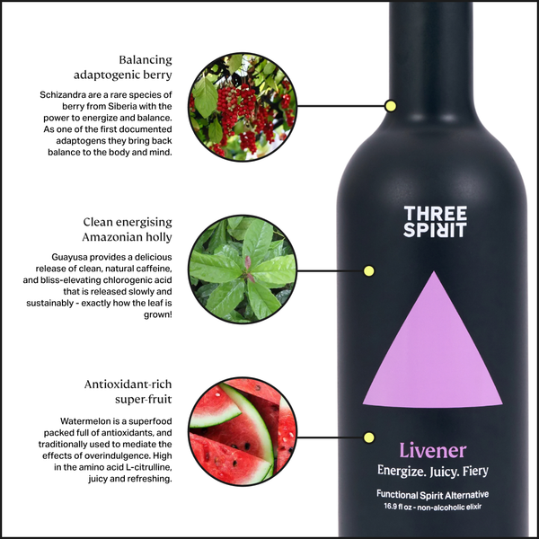 Three Spirit Livener: A Pick Me Up Elixir (16.9 fl oz), alcohol-free