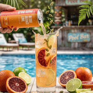 Tree Time Blood Orange Lime alcohol-free THC seltzer, 12 oz can