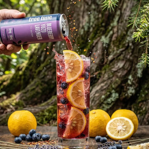 Tree Time Blueberry Yuzu Lavender alcohol-free THC seltzer, 12 oz can