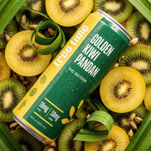 Tree Time Golden Kiwi Pandan THC seltzer — 12 oz can, 10 mg THC and 10 mg CBD