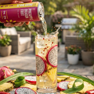 Tree Time Pineapple Dragon Fruit alcohol-free THC seltzer, 12 oz can