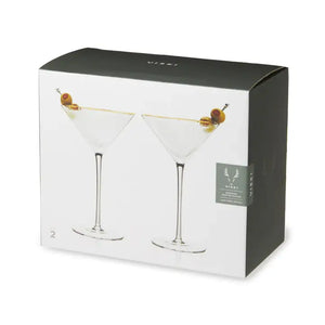Viski - Deco Meridian Gold-Rimmed Crystal Martini Glasses - Set of 2, alcohol-free